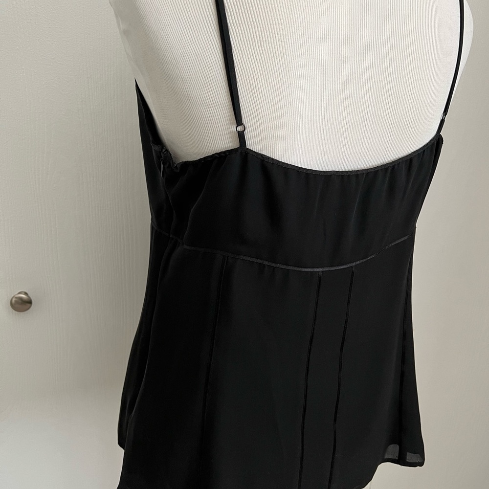 Express Design Studio Silk Chiffon Camisole Top Sz L Black Lined Side Zip - Picture 4 of 9